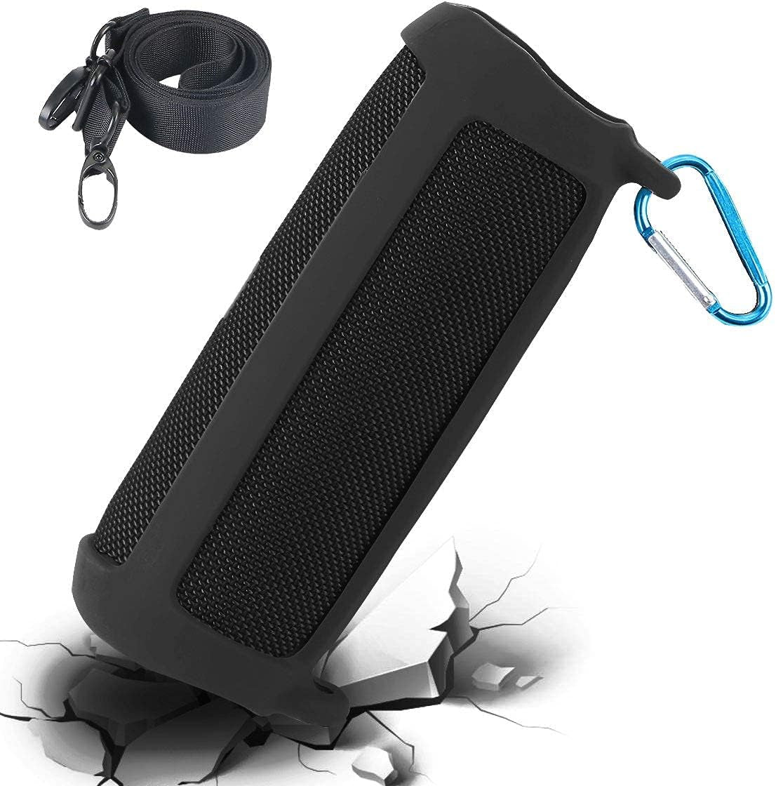 Silicone Travel Case Replacement for JBL FLIP 5 Waterproof Portable Bluetooth Speaker (Black Case)